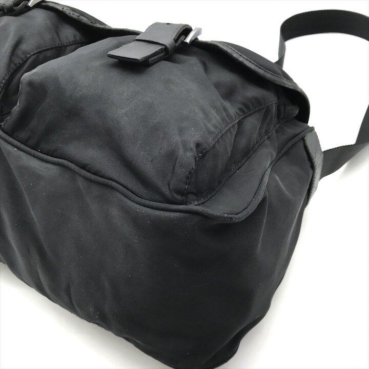Prada Nylon Tessuto Triangle Logo Shoulder Bag Black Purse — view 5