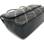 Chanel CC Logo Wild Stitch Chain Shoulder Bag Leather Black — view 4