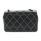 Chanel CC Logo Wild Stitch Chain Shoulder Bag Leather Black — view 2
