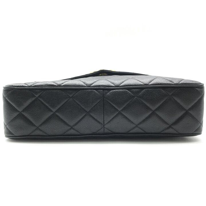 Chanel CC Logo Jumbo CC Quilted Chain Shoulder Bag Caviar Leather Black — view 4