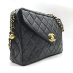 Chanel CC Logo Jumbo CC Quilted Chain Shoulder Bag Caviar Leather Black — view 2