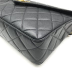 Chanel CC Logo Jumbo CC Quilted Chain Shoulder Bag Caviar Leather Black — view 6