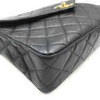 Chanel CC Logo Jumbo CC Quilted Chain Shoulder Bag Caviar Leather Black — view 5