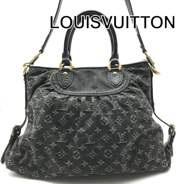 Louis Vuitton Monogram Denim Neo Gavi Tote Black Purse