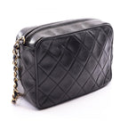 Chanel Shoulder Bag Diamond Stitch Mini Tassel Black Lambskin Quilted Fringe — view 2