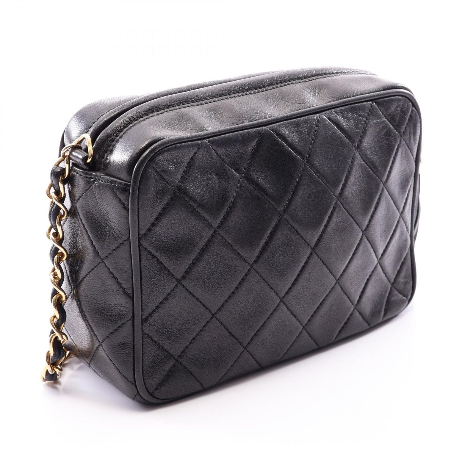 Chanel Shoulder Bag Diamond Stitch Mini Tassel Black Lambskin Quilted Fringe — view 2