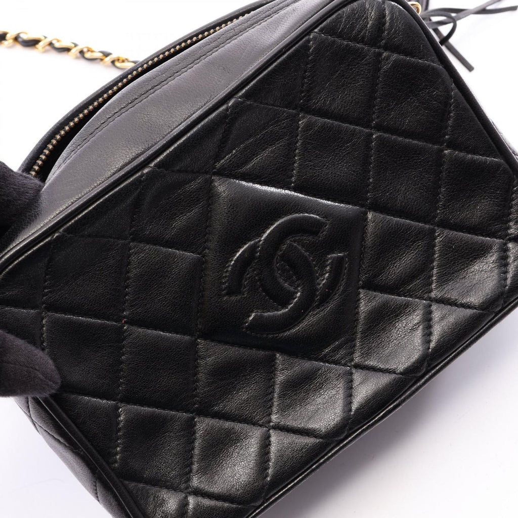 Chanel Shoulder Bag Diamond Stitch Mini Tassel Black Lambskin Quilted Fringe — view 8
