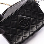 Chanel Shoulder Bag Diamond Stitch Mini Tassel Black Lambskin Quilted Fringe — view 8