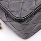 Chanel Shoulder Bag Diamond Stitch Mini Tassel Black Lambskin Quilted Fringe — view 6