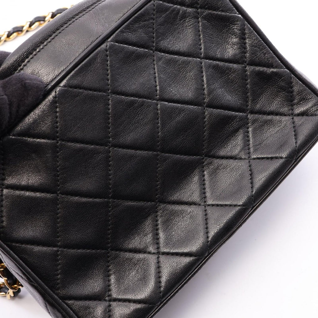 Chanel Shoulder Bag Diamond Stitch Mini Tassel Black Lambskin Quilted Fringe — view 9