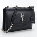 Saint Laurent Sunset YSL Monogram Shoulder Bag Leather