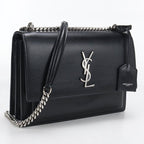 Saint Laurent Sunset YSL Monogram Shoulder Bag Leather