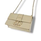 Dior 30 Montaigne 2-Way Chain Shoulder Bag Patent Leather Beige Cream CD Logo