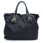 Prada Triangle Logo Tessuto Handbag Black — view 2