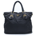 Prada Triangle Logo Tessuto Handbag Black
