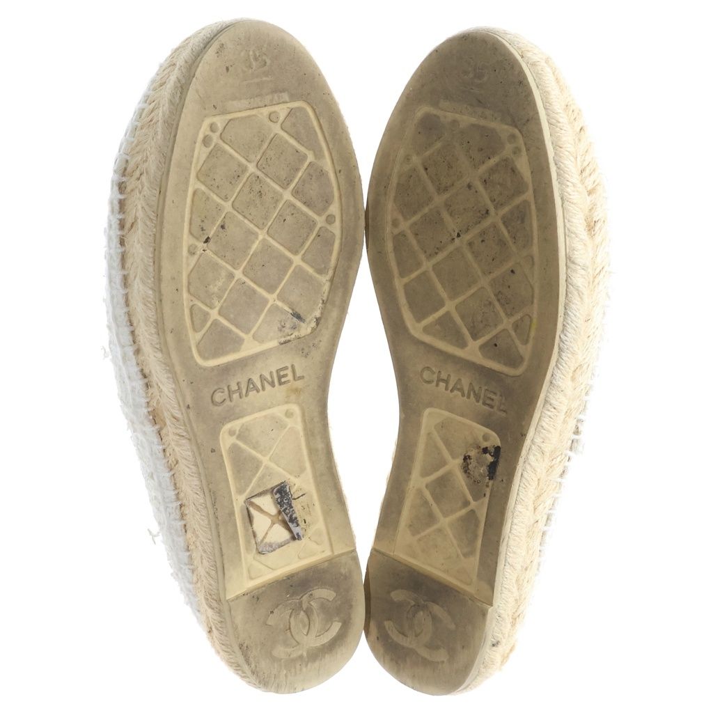 Chanel Espadrilles Tweed Patent Low Cut Sneakers Slip Ons Beige — view 5