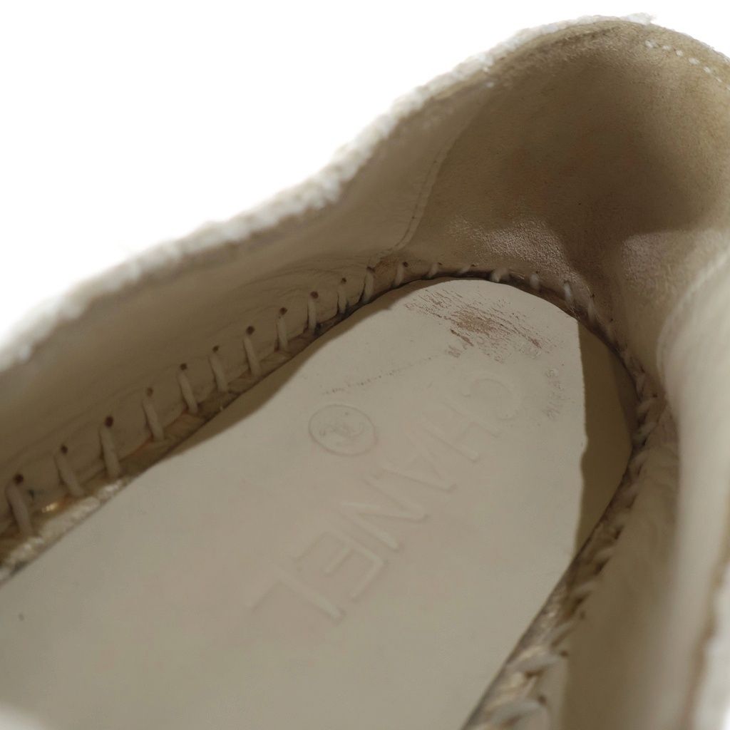 Chanel Espadrilles Tweed Patent Low Cut Sneakers Slip Ons Beige — view 6