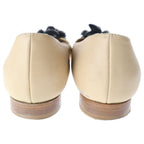 Chanel Canary Motif Pointed Toe Leather Flat Shoes Beige — view 3