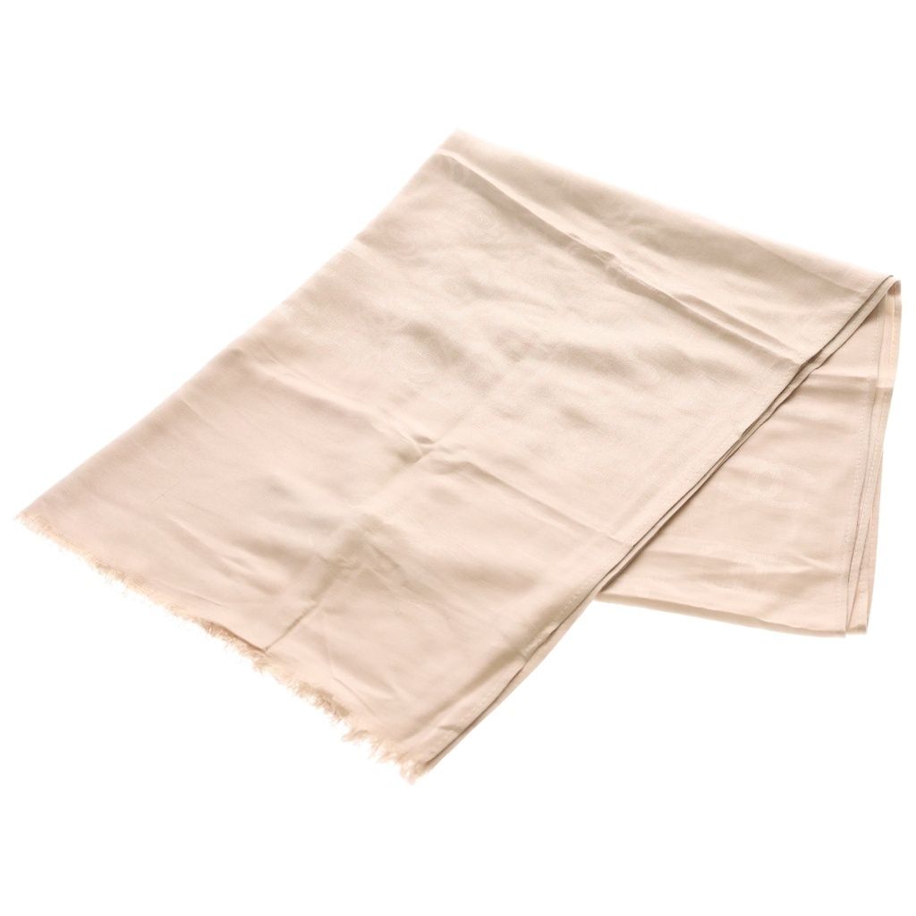 Chanel Camellia Silk Shawl Pink Beige Scarf