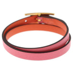 Hermes Behapi Double Tour Leather Strand Bracelet Gold Pink Orange — view 2