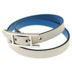 Hermes Behapi Double Tour Leather Strand Bracelet Silver Blue White — view 5