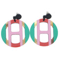 Hermes Earrings Equipe Buffalo Horn Lacquer Pink