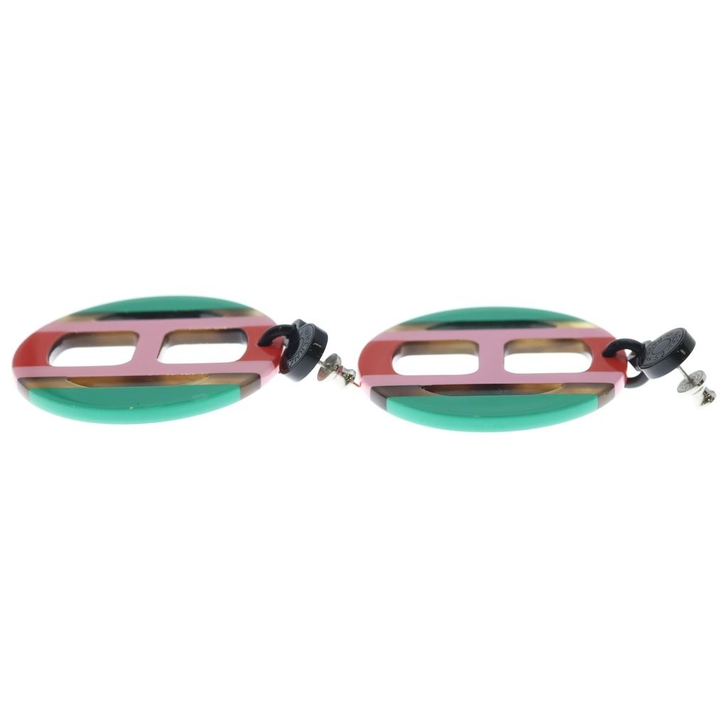 Hermes Earrings Equipe Buffalo Horn Lacquer Pink — view 3