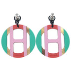 Hermes Earrings Equipe Buffalo Horn Lacquer Pink — view 2