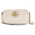 Gucci GG Marmont Chain Mini Shoulder Bag White Leather Gold
