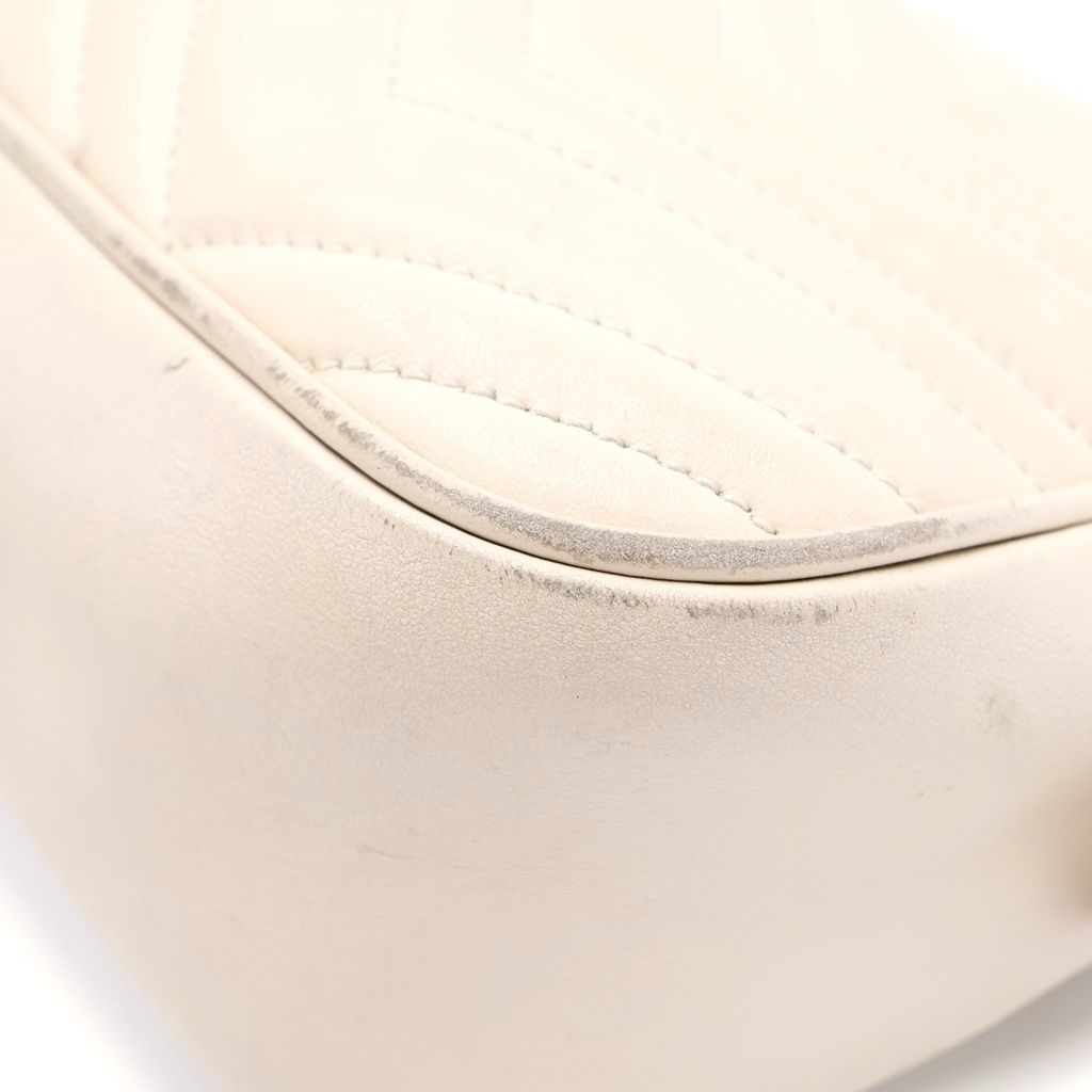 Gucci GG Marmont Chain Mini Shoulder Bag White Leather Gold — view 6