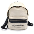 Saint Laurent Paris Ribe Goche Backpack Black Ivory Leather Canvas Silver