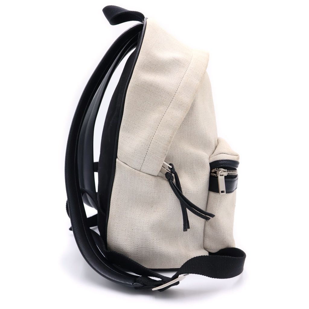 Saint Laurent Paris Ribe Goche Backpack Black Ivory Leather Canvas Silver — view 3