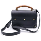 Gucci Padlock Bamboo Handle Paddle Lock Leather Shoulder Bag Black — view 2
