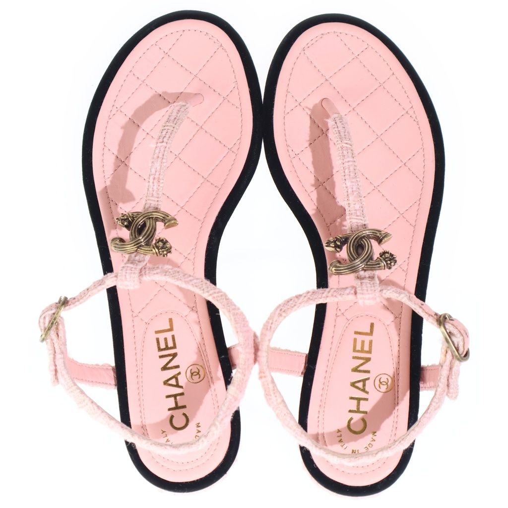 Chanel CC Logo Sandals Pink — view 4