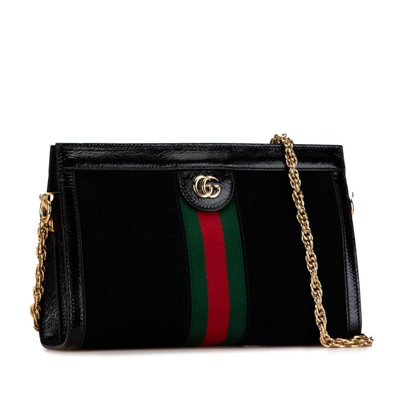 Gucci Ophidia Sherry Line Crossbody Chain Shoulder Bag Black Suede Leather — view 2
