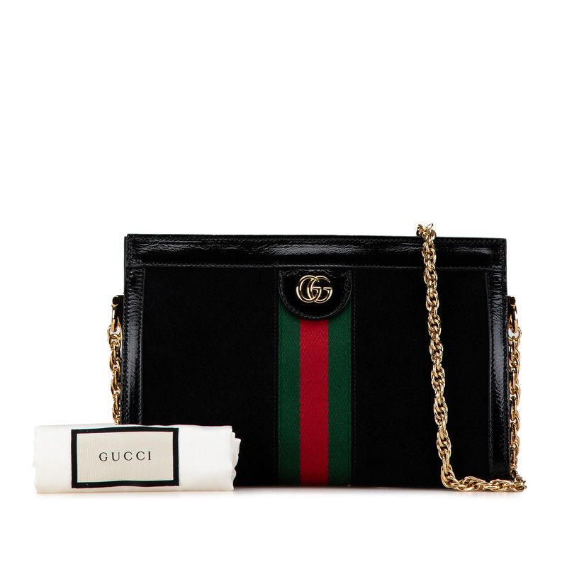 Gucci Ophidia Sherry Line Crossbody Chain Shoulder Bag Black Suede Leather — view 8