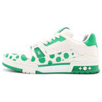 Louis Vuitton Yayoi Kusama LV Trainer Green White Leather 7.5 Sneaker