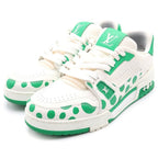 Louis Vuitton Yayoi Kusama LV Trainer Green White Leather 7.5 Sneaker — view 2