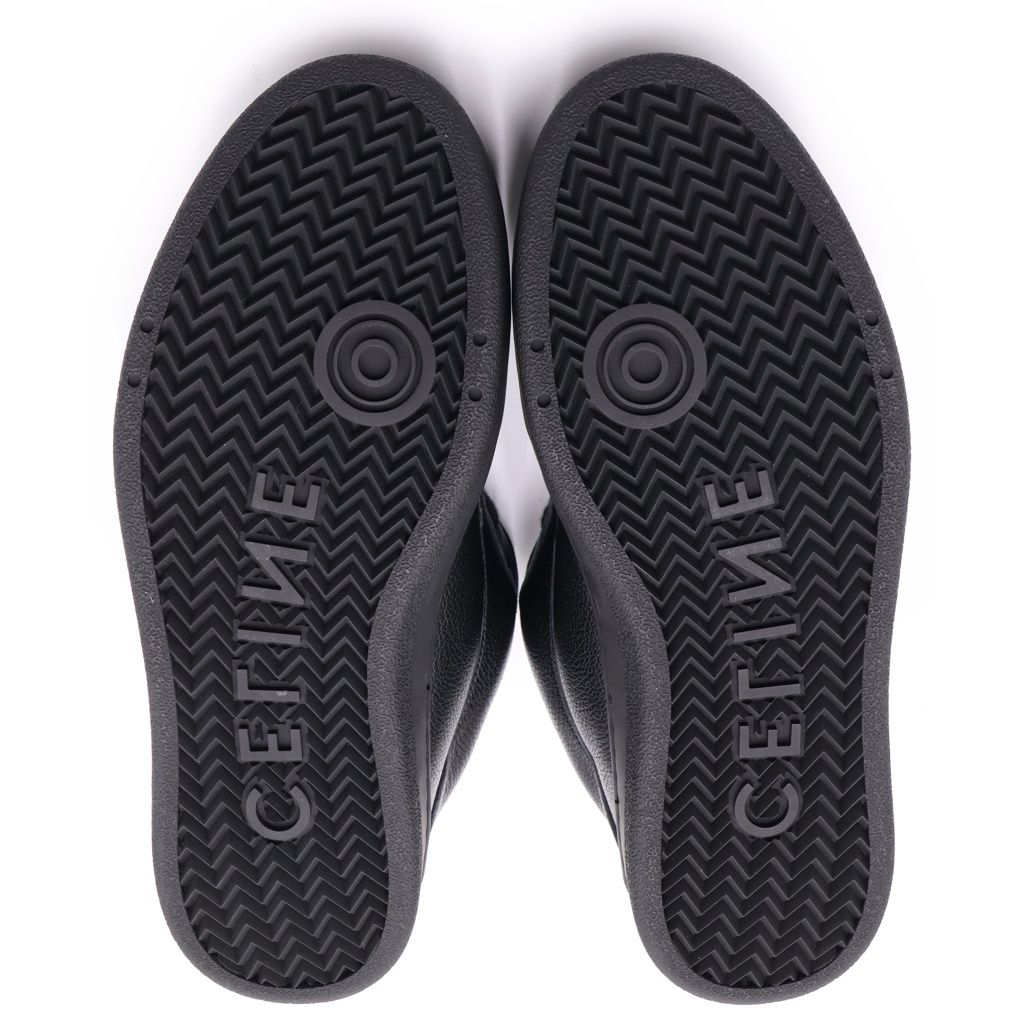Celine Huntington Lace Up Low Sneakers Black Leather — view 5
