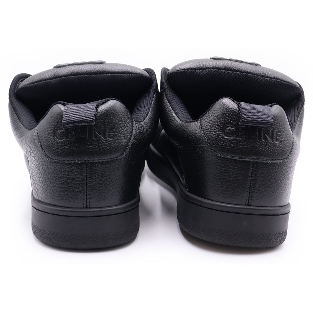 Celine Huntington Lace Up Low Sneakers Black Leather — view 3