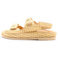 Chanel CC Logo Pearl Embellishment Tweed Sandals Yellow