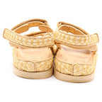 Chanel CC Logo Pearl Embellishment Tweed Sandals Yellow — view 3