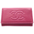 Chanel CC Logo Caviar Leather Key Case Pink Key Holder