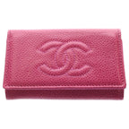 Chanel CC Logo Caviar Leather Key Case Pink Key Holder