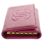 Chanel CC Logo Caviar Leather Key Case Pink Key Holder — view 3