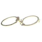 Chanel Hoop Earrings CC Logo Rhinestone Gold — view 3