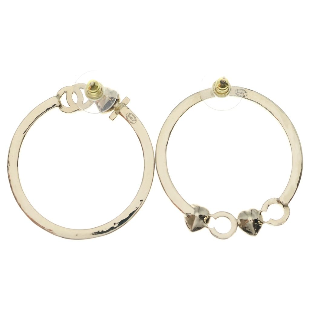 Chanel Hoop Earrings CC Logo Rhinestone Gold — view 2