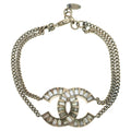 Chanel CC Logo Rhinestone Bracelet Gold