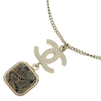 Chanel CC Logo Necklace Gold Plated White