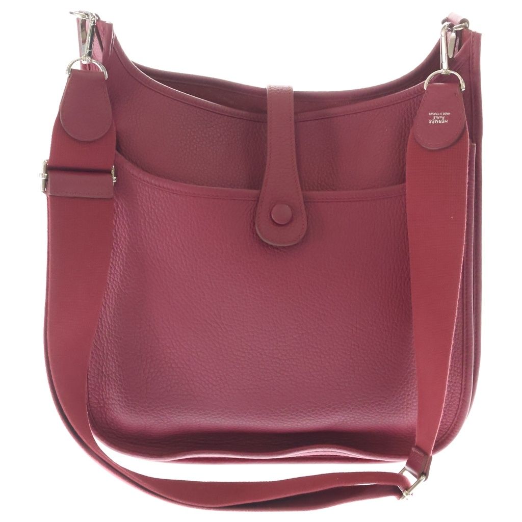 Hermes Evelyne 3 PM Rouge Ash Taurillon Clemence Leather Shoulder Bag Silver — view 2